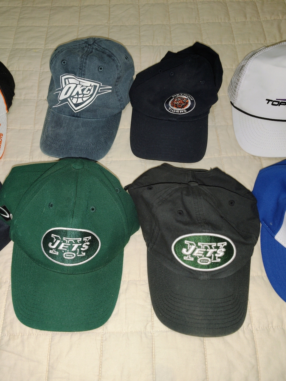Lot of 8 Sports Hats Caps New York Jets OKC Thunder Oklahoma State Tigers